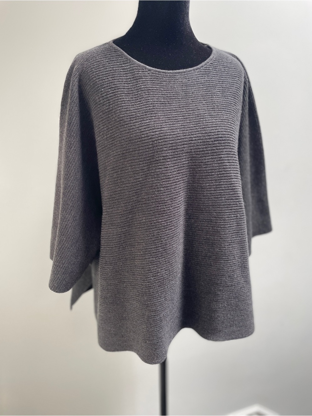COS Charcoal Grey 100% Wool Boxy Ribbed Sweater Size M